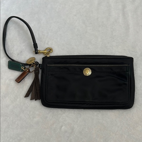 COACH Y2K Nylon Black Wristlet with Leather and Gold Accents EUC - Picture 1 of 8